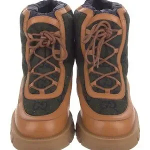 Gucci Tan and Dark Green Monogram Boots Gucci | Shoes | Gucci Tan And Dark Green Monogram Boots  main image 2